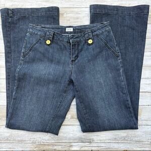 Cache Y2K Jeans Sz 6 Wide Leg Flare Low Rise Med Wash Skater Casual Baggy